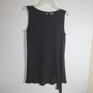VINCE CAMUTO  black sleeveless chiffon top with a keyhole back and side ties XS